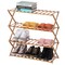 Basicwise Foldable Bamboo Shoe Rack and Storage Shelf Multi-Purpose Wooden Organizer for Entryway Closet or Living Room Space-Saving Stand for Shoes Slippers Plants Towels and Home Décor, 2-3-4, Teir